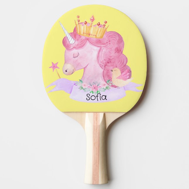 👑 Cute Princess Unicorn Custom Name Pingisracket (Framsidan)