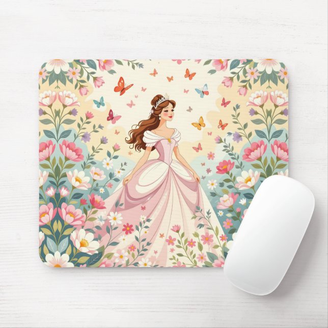 Cute princess with butterflies musmatta (Med mus)