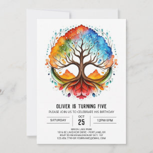 Cute Printable Livets träd Birthday Inbjudningar