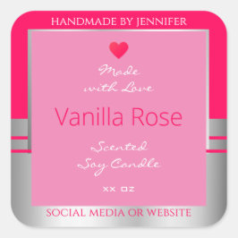 Cute Product Packaging Label Girly Rosa and Silver Fyrkantigt Klistermärke