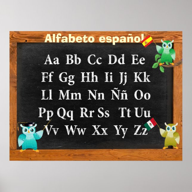 Cute Professor Uggla Buho Alfabeto español Poster (Framsidan)