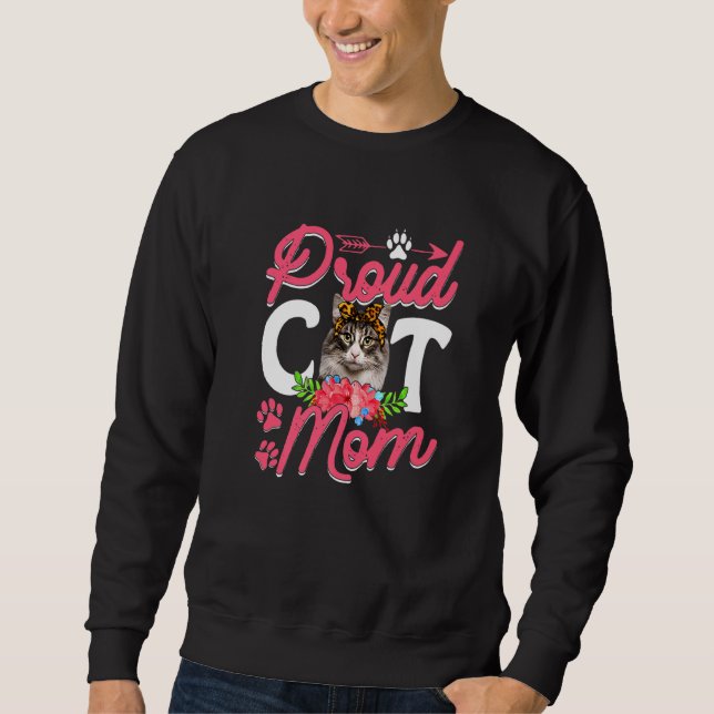 Cute Proud Cat Mamma Mors dag Lång Ärmad Tröja (Framsida)