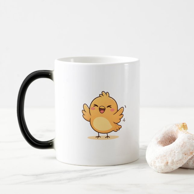 Cute Proud Chick Minimal Cartoon Magisk Mugg (Med munk)