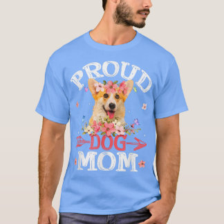 Cute Proud Corgi Hund Flowers Mors dag T-Sh T Shirt