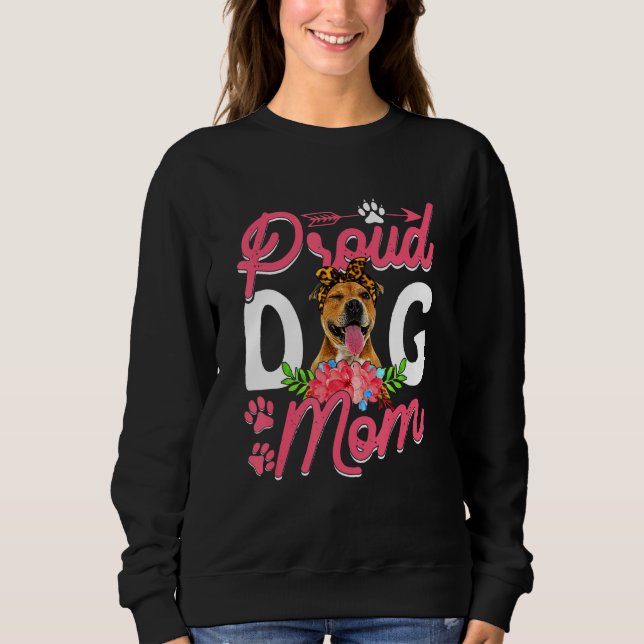 Cute Proud Pitbull Hund Mamma Funny Mors dag T Shirt (Framsida)