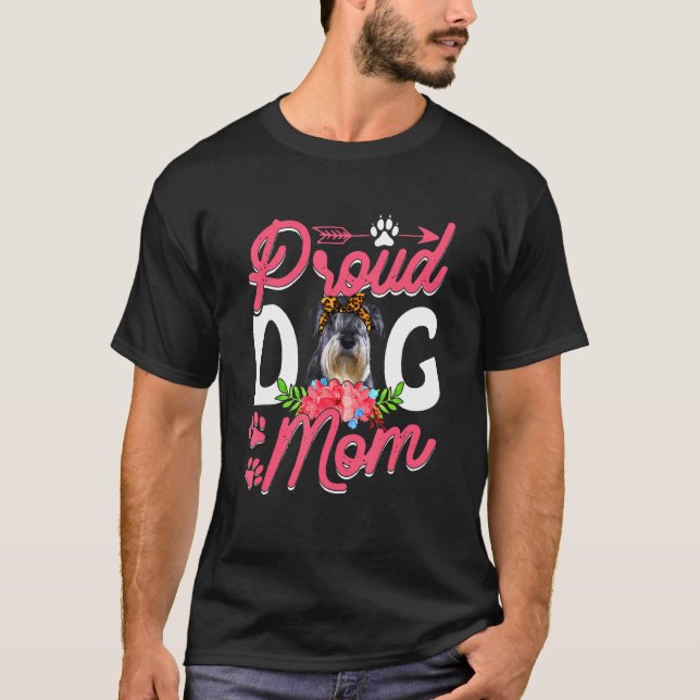 Cute Proud Schnauzer Hund Mamma Mors dag T Shirt (Framsida)