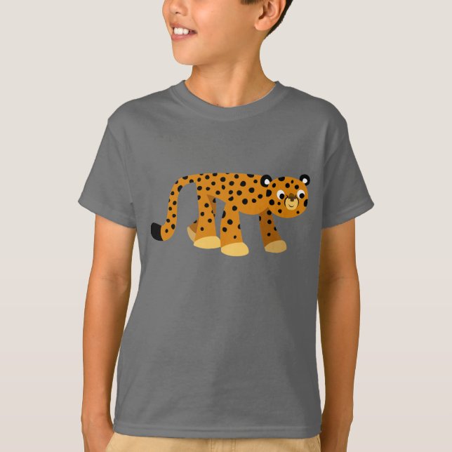 Cute Prowling Tecknad Cheetah Children T-Shirt (Framsida)