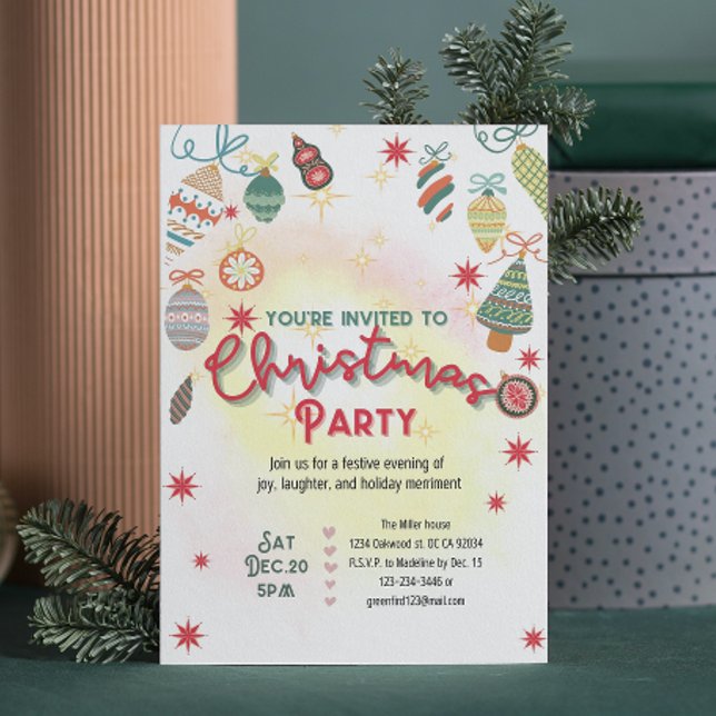 Cute-prydnadsföremål helgdag inbjudan till julfest (Skapare uppladdad)