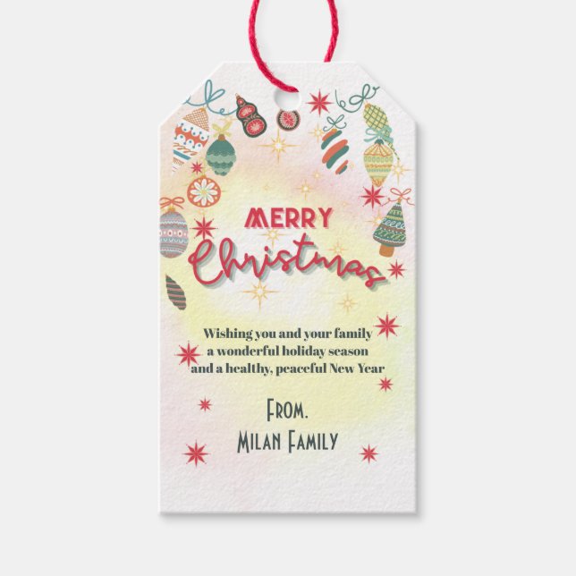 Cute-prydnadsföremål helgdag inbjudan till julfest presentetikett (Framsidan)