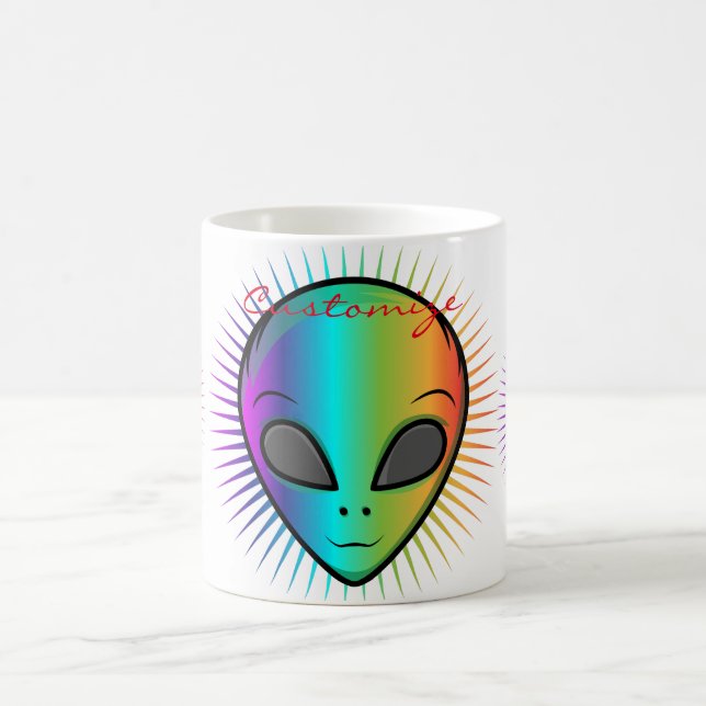 Cute Psychedelic Alien Head Thunder_Cove Kaffemugg (Center)