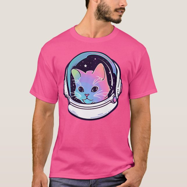 Cute Psychedelic Astronaut Cat Trippy Edm Rave T Shirt (Framsida)
