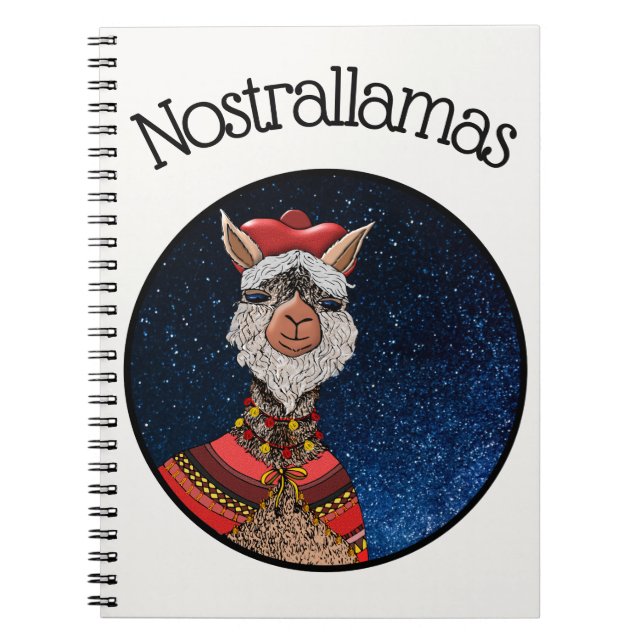 Cute Psychic Kawaii Nostradamus Llama Pun Tecknad Anteckningsbok (Framsidan)
