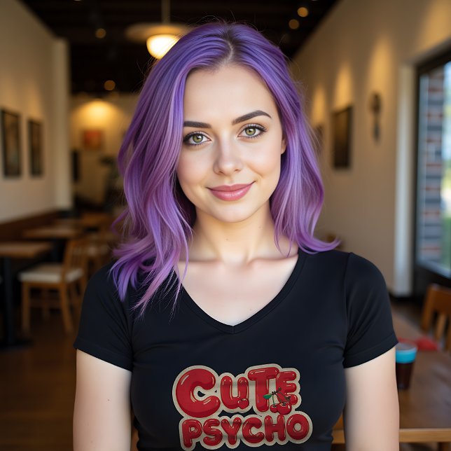 Cute Psycho Bold Typography T Shirt (Skapare uppladdad)
