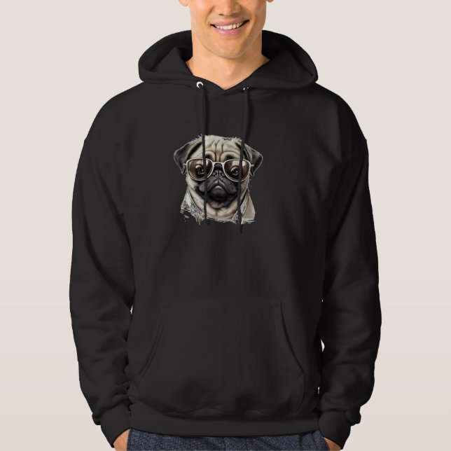Cute Pub Face with cool Sunglasses Hoodie (Framsida)