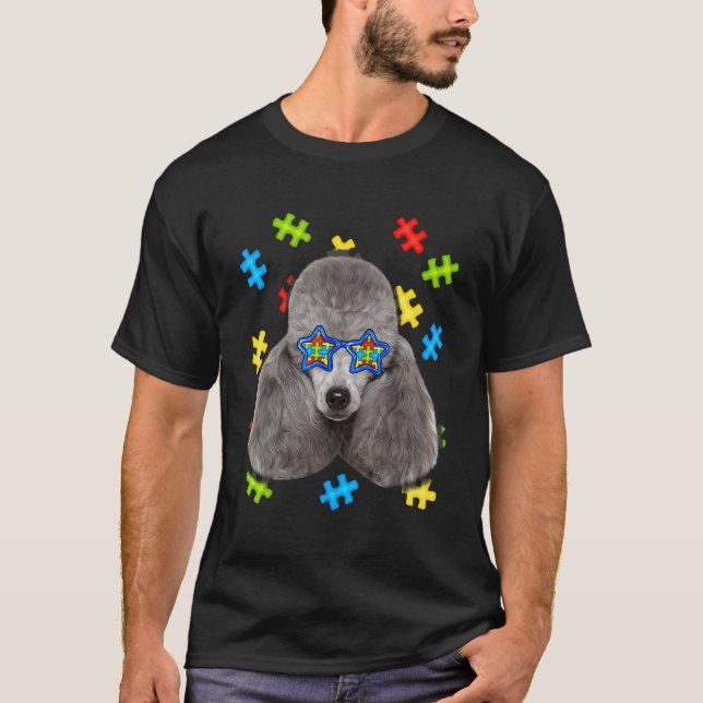 Cute Pudel Autism Puzzle Sunglasses Puppies Owner T Shirt (Framsida)