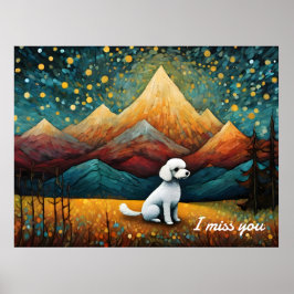Cute Pudel bergsskog jag saknar dig Poster