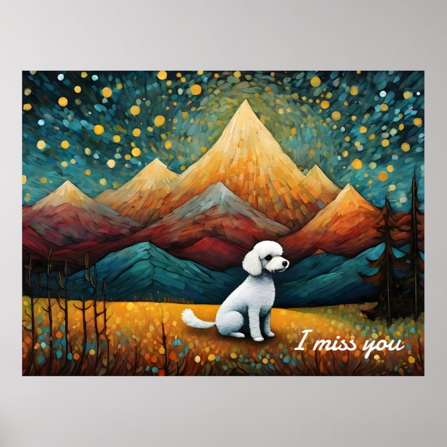 Cute Pudel bergsskog jag saknar dig Poster (Framsidan)
