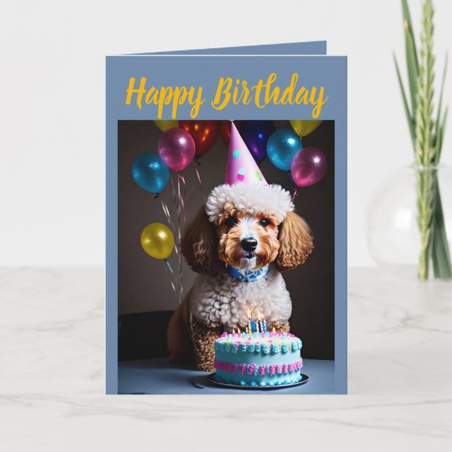 Cute Pudel Birthday Kort (Framsida)