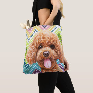 Cute Pudel Colorful Zigzag Mönster Tygkasse