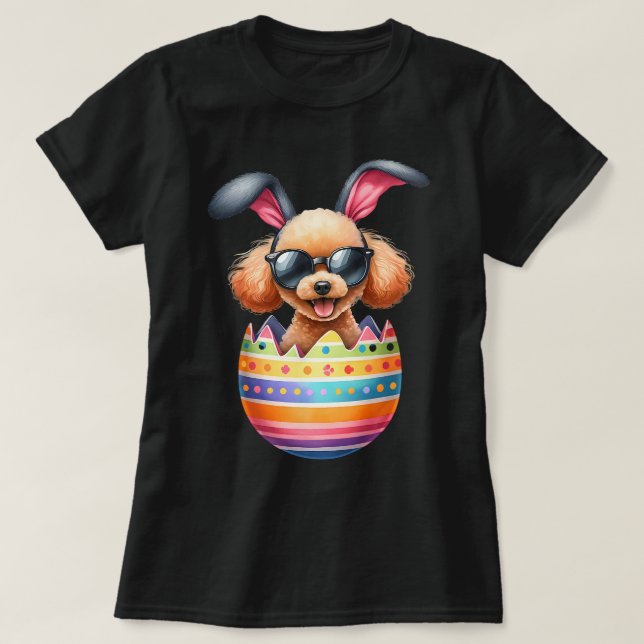 Cute Pudel Egg Glad påsk-dagen Hund Pappa Hund Mam T Shirt (Design framsida)