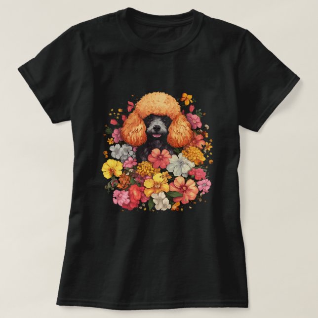 Cute Pudel Flower Bouquet T 1 Shirt (Design framsida)