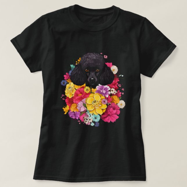 Cute Pudel Flower Bouquet T T Shirt (Design framsida)