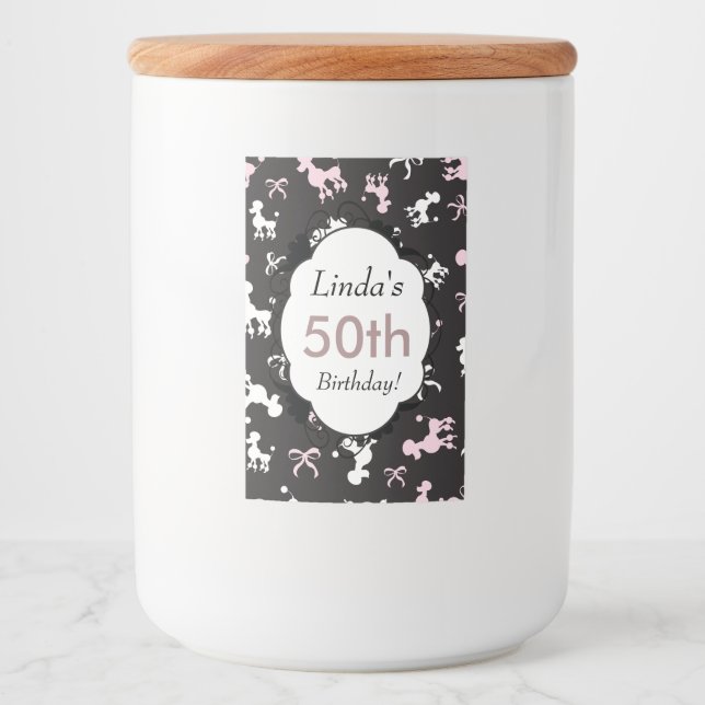 Cute pudel för din födelsedag mat etikett (Framsida)