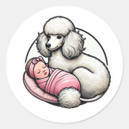 Cute Pudel för henne Runt Klistermärke