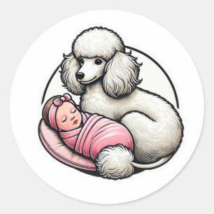 Cute Pudel för henne Runt Klistermärke