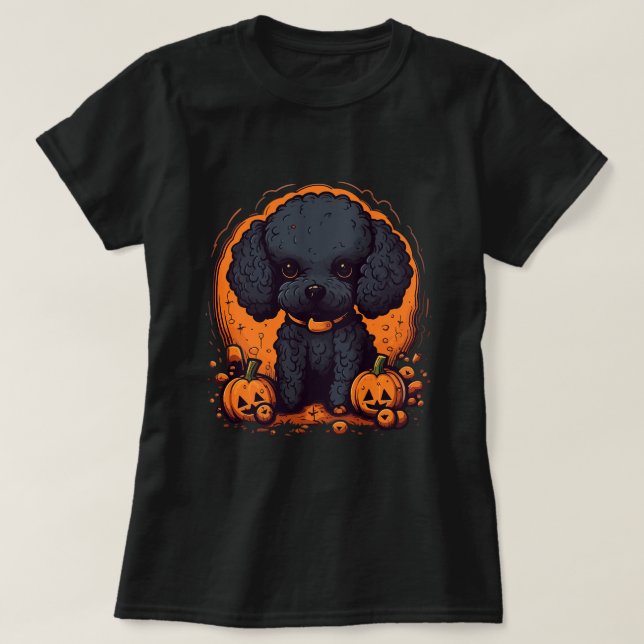 Cute Pudel Halloween Standard Pudel Hundälskare B T Shirt (Design framsida)