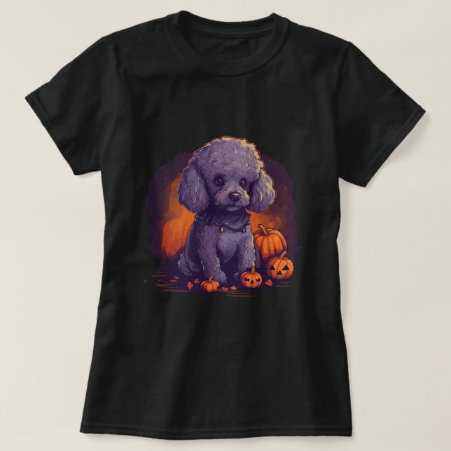 Cute Pudel Halloween Standard Pudel Hundälskare B T Shirt (Design framsida)