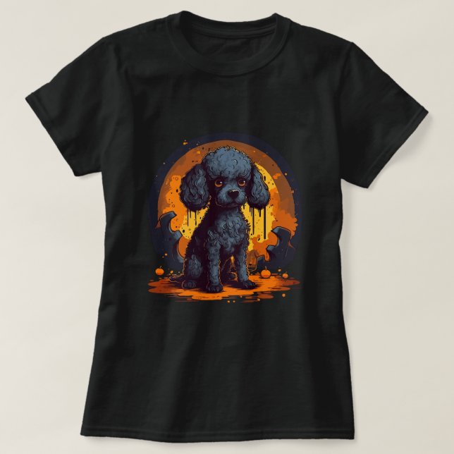 Cute Pudel Halloween Standard Pudel Hundälskare B T Shirt (Design framsida)