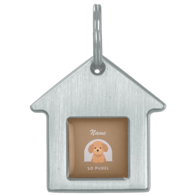 Cute Pudel Hund Pet Animals Kärlek Tass Pet ID-bricka Husdjur (Framsidan)