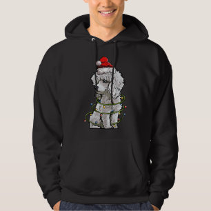 Cute Pudel Hund Santa Julgran Ljus Julafton Hoodie