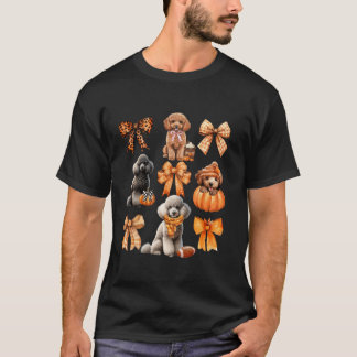 Cute Pudel Hundälskares Coquette Bows Pumpkin Autu T Shirt