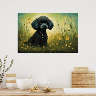 Cute Pudel i teckningsutskrift Poster