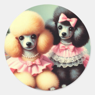 Cute Pudel Illustration Runt Klistermärke