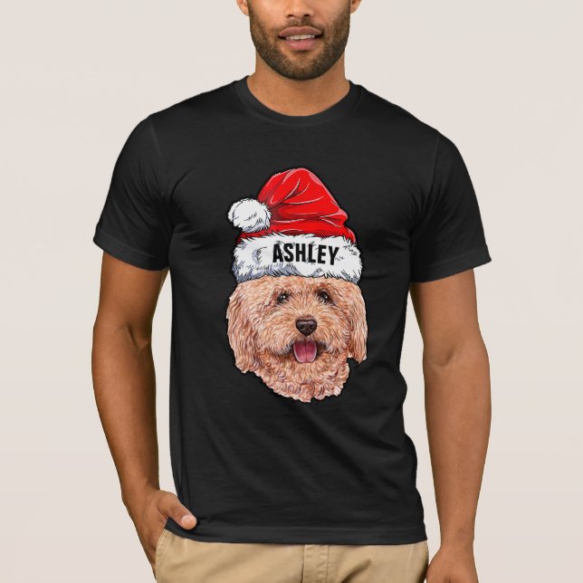 Cute Pudel jul Hat Big Hund Big T Shirt (Framsida)