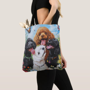 Cute Pudel och Goldendoodle Hund Tote Tygkasse