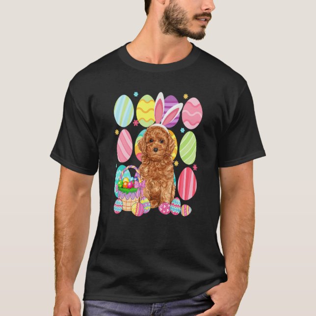 Cute Pudel Påskhare Ögonfärgat Påskägg B T Shirt (Framsida)