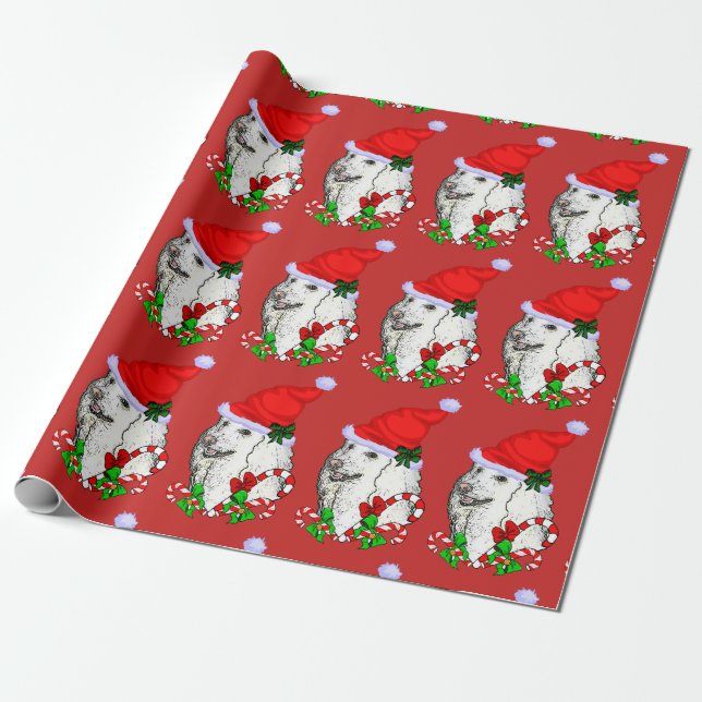 Cute Pudel Santa Hat jul Presentpapper (Utrullad)