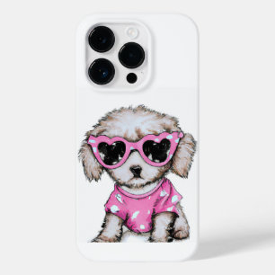 Cute Pudel valp med rosa sol-glas