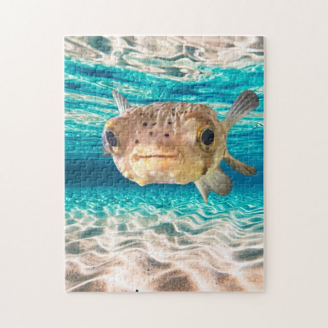 Cute Puffer Fish Ocean Animal Art  Pussel (Vertikal)