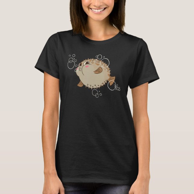 Cute Puffer Fish Ocean Diving Fishing Pufferfish L T Shirt (Framsida)