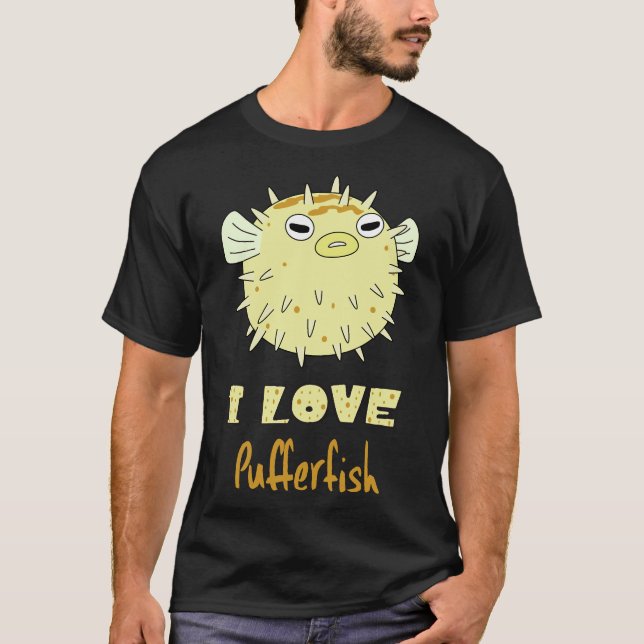 Cute Pufferfish Fishing T Shirt (Framsida)