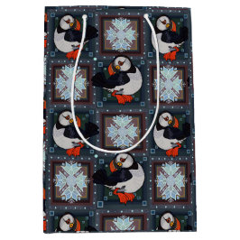 Cute Puffin Birds Winter Mönster
