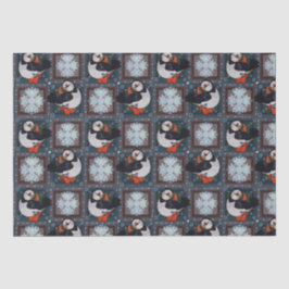 Cute Puffin Birds Winter Mönster r