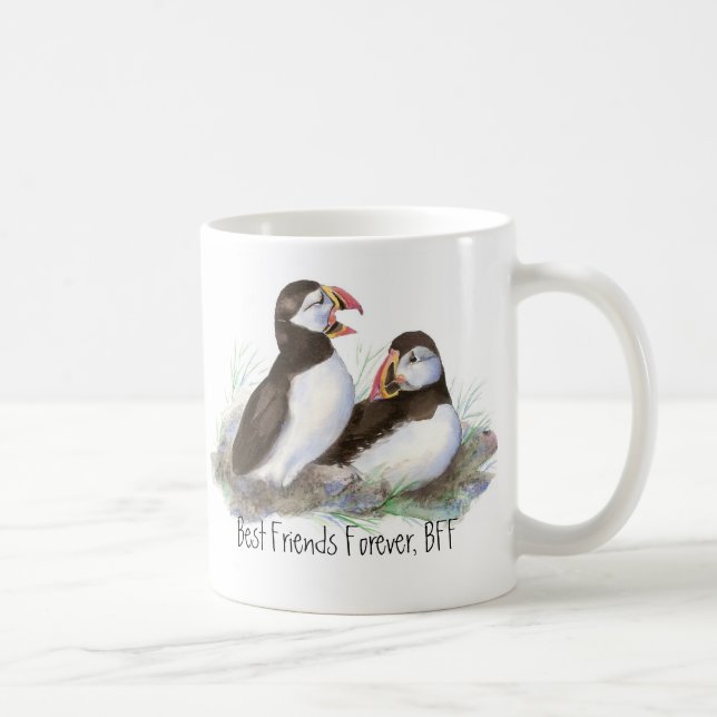 Cute Puffins, Best Friends Forever, BFF, Birds Mugg (Höger)