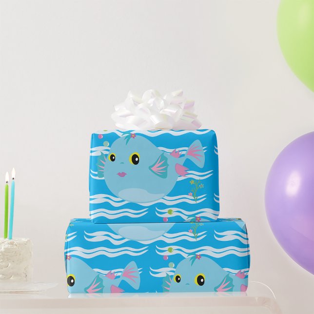 Cute Puffy Fish Presentpapper (Skapare uppladdad)