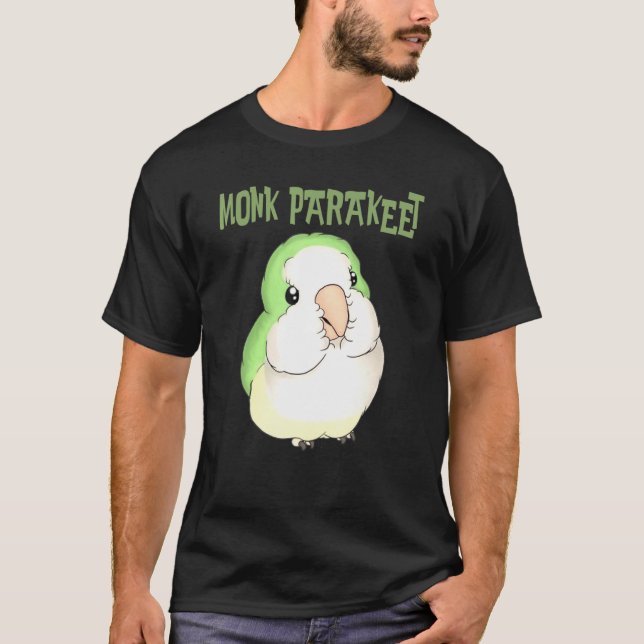 Cute Puffy Munk Parakeet Quaker Parrot Bird T Shirt (Framsida)